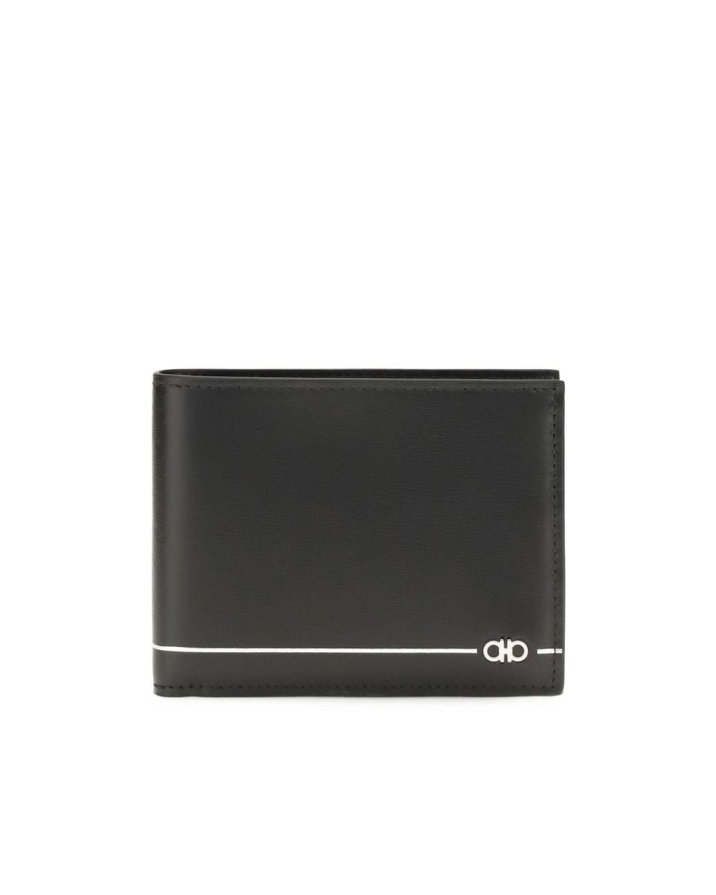 Ferragamo Black Ferragamo Stripe Logo Bifold Wallet for men