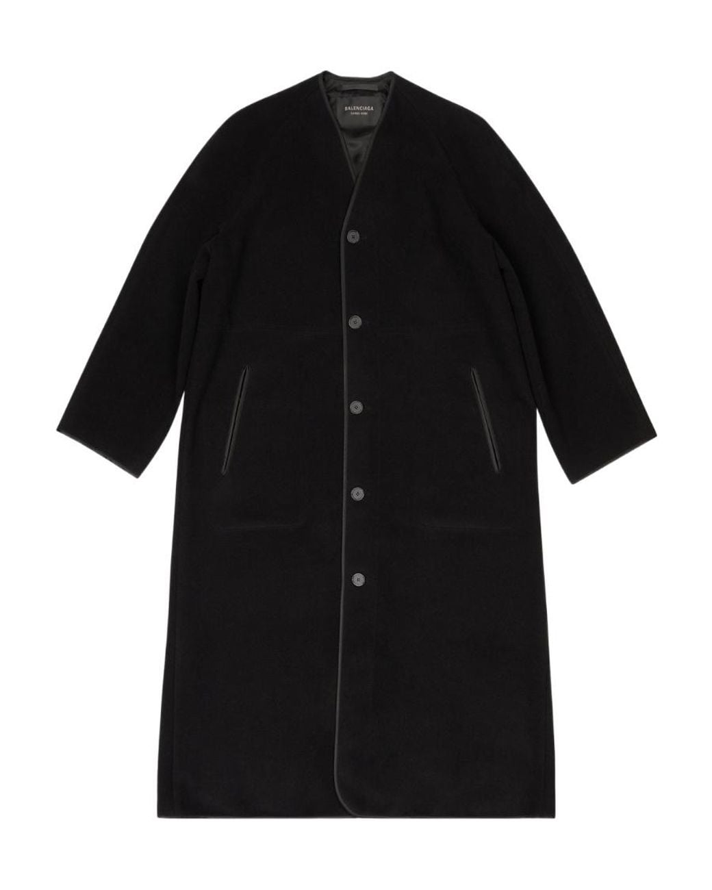 Balenciaga Black V-Neck Single-Breasted Coat