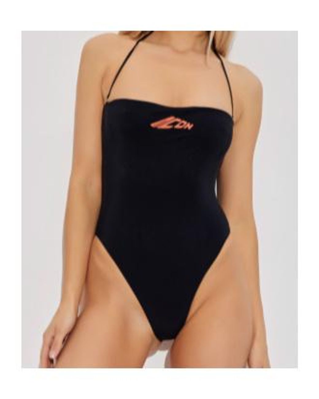 DSquared² Black Logo-Print Halterneck Swimsuit