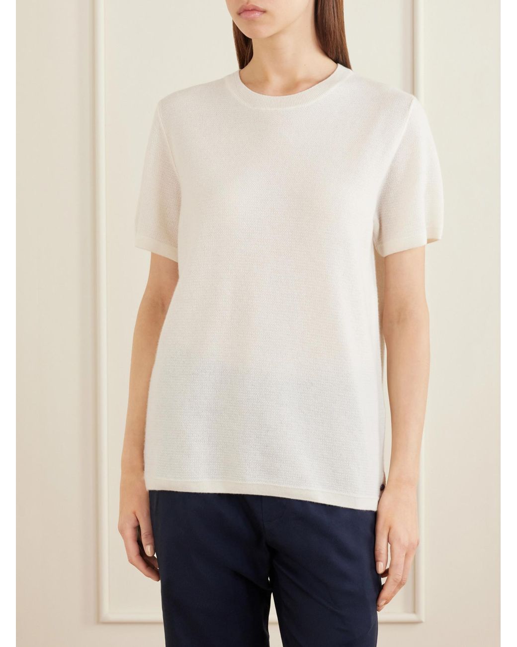 God's True Cashmere White Signature Knitted Cashmere T-Shirt