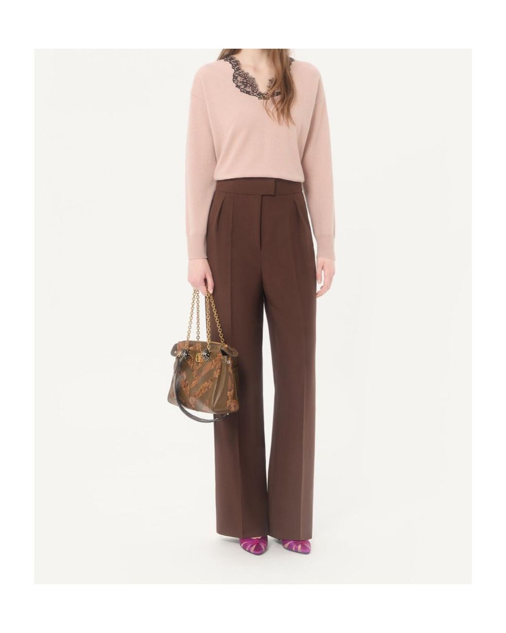 Valentino Pink Cashmere Jumper With Lace