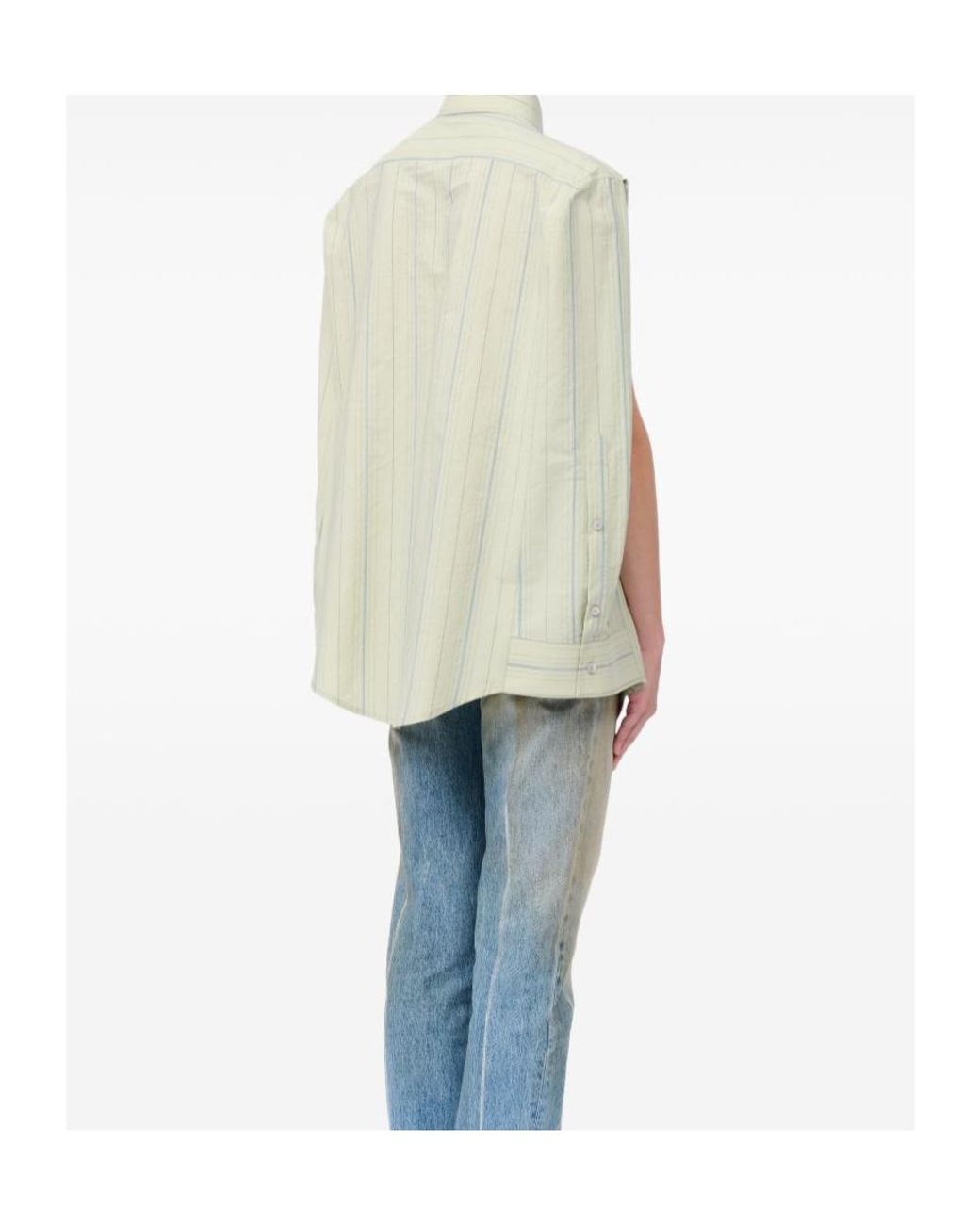 MM6 by Maison Margiela White Striped Signature Sleeveless Shirt