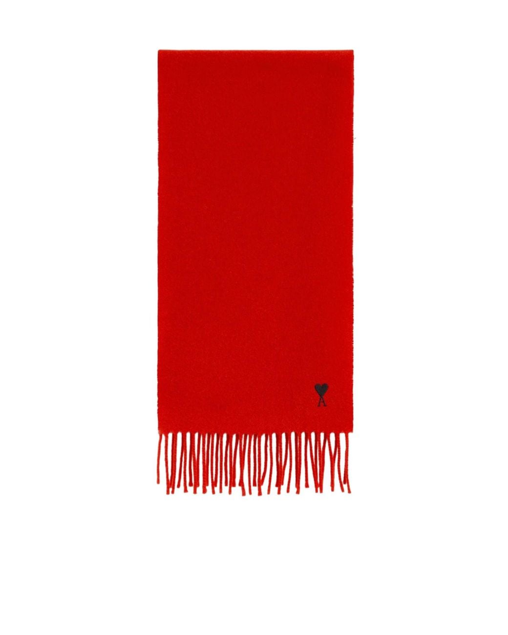 AMI Red Ami De Coeur Fringed Scarf for men