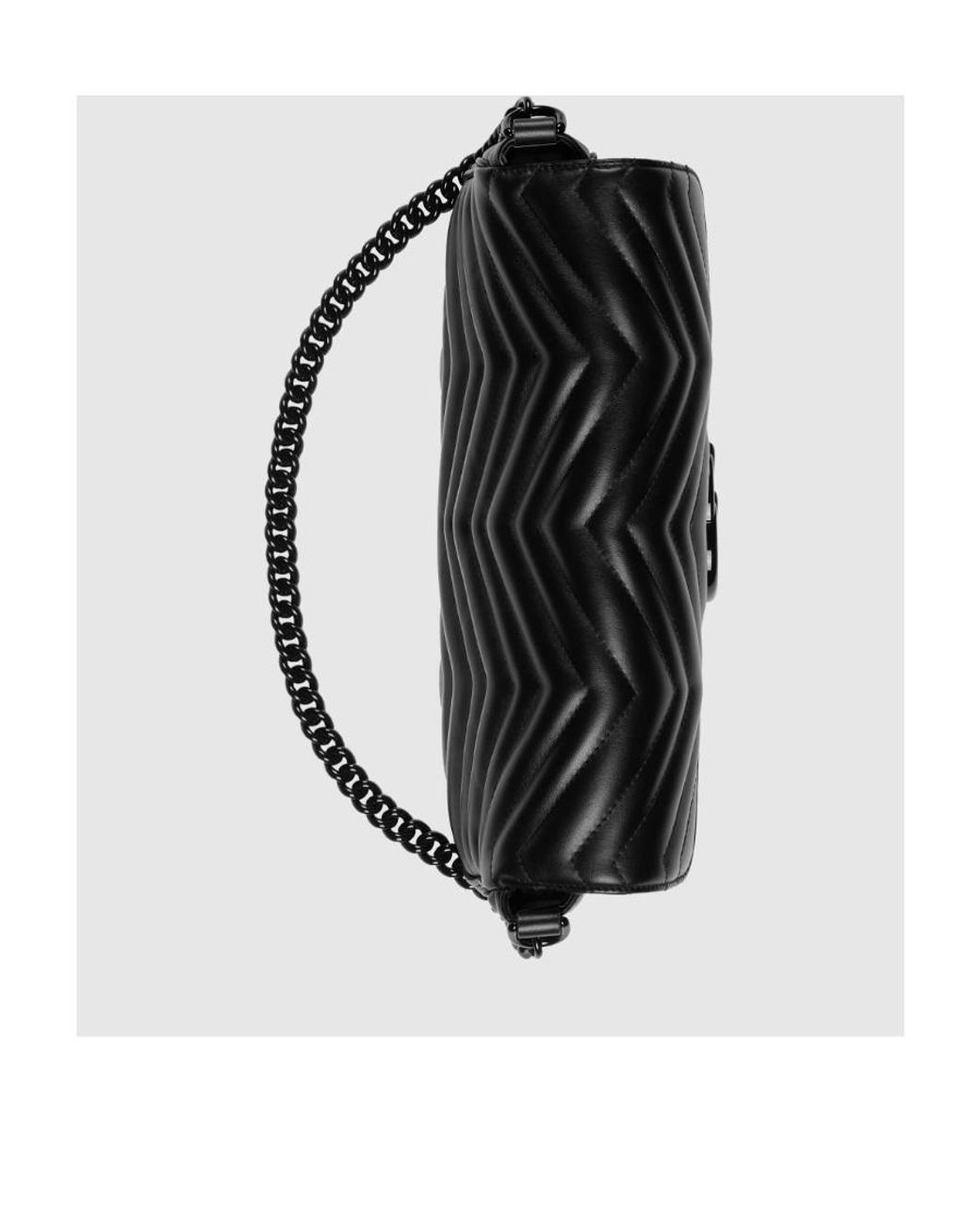 Gucci Black Gg Marmont Chain Linked Shoulder Bag