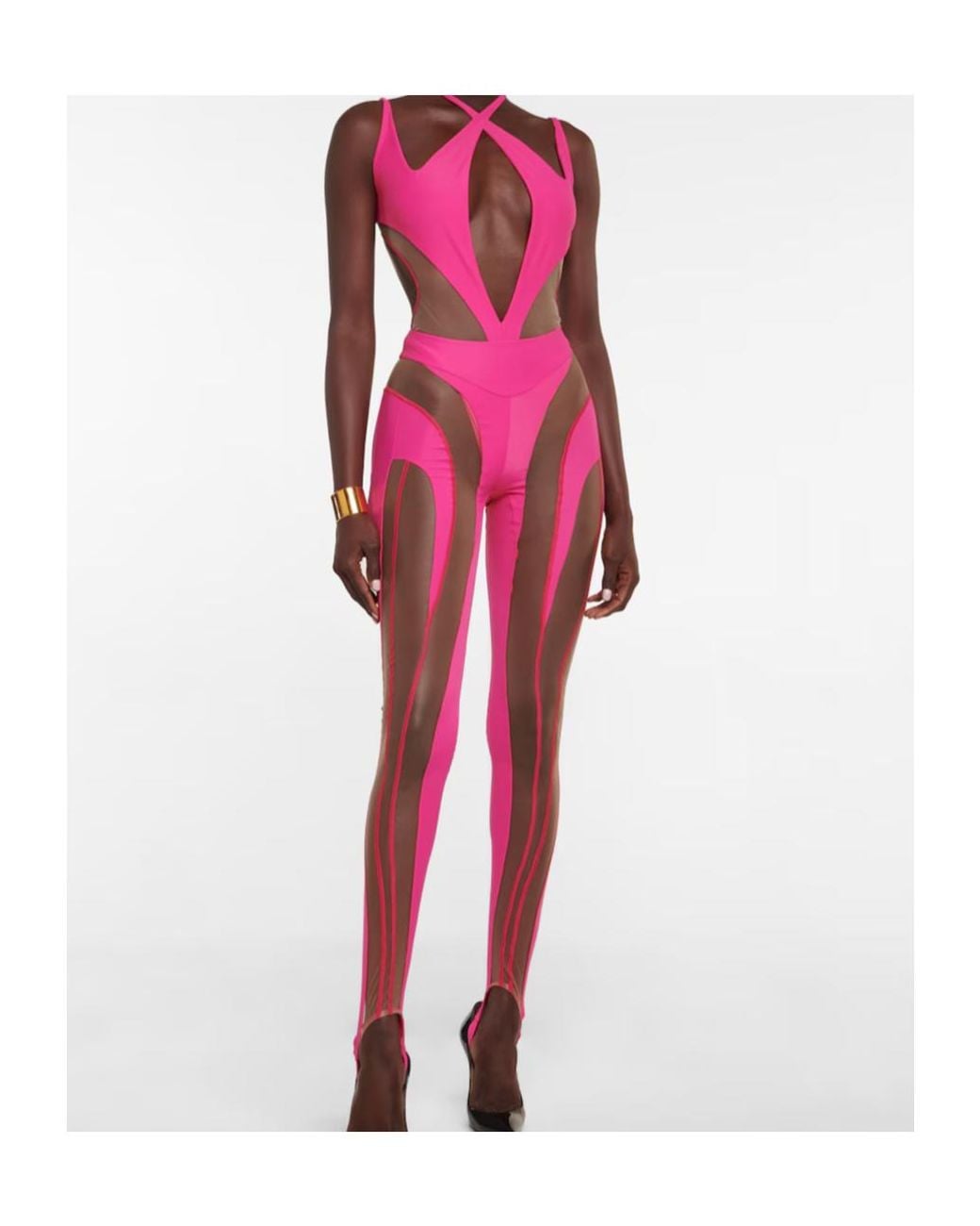 Mugler Pink Cutout Bodysuit
