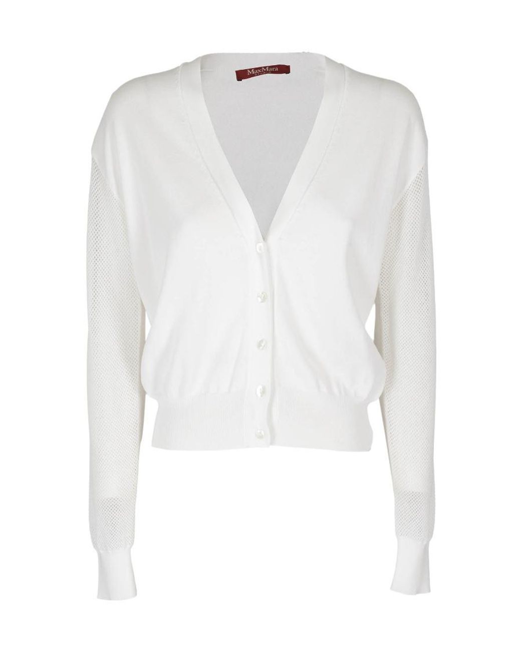 Max Mara White V-Neck Knitted Cardigan