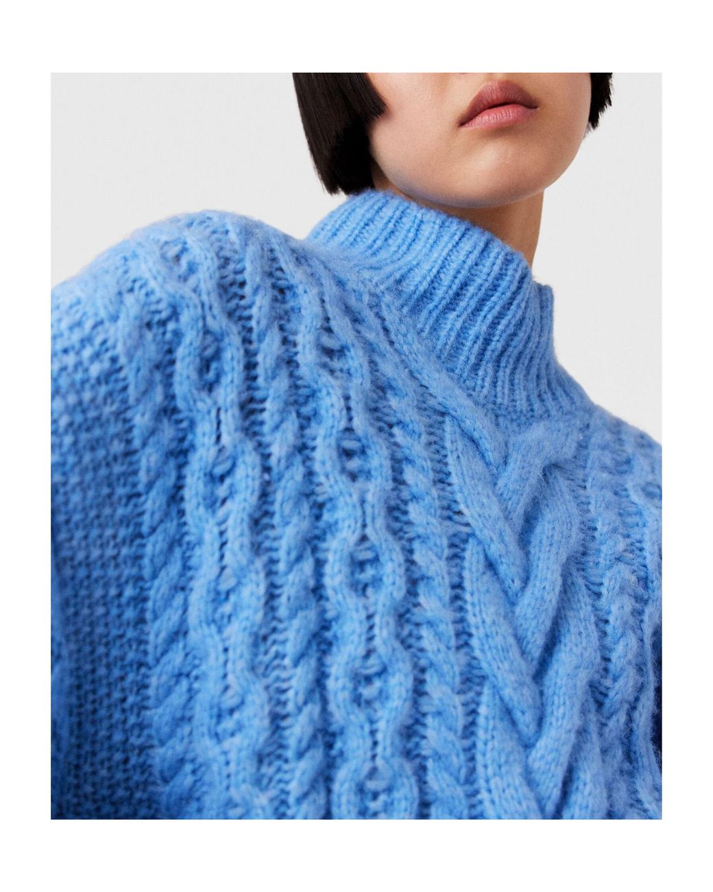 Stella McCartney Blue Two-Tone Cable Knitted Oversized Jumper