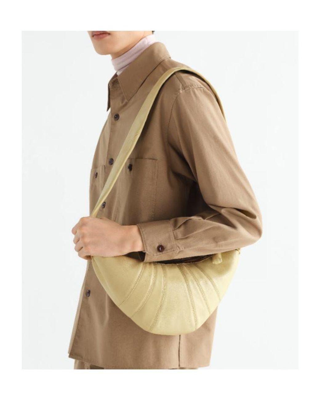 Lemaire White Small Croissant Knotted Shoulder Bag for men