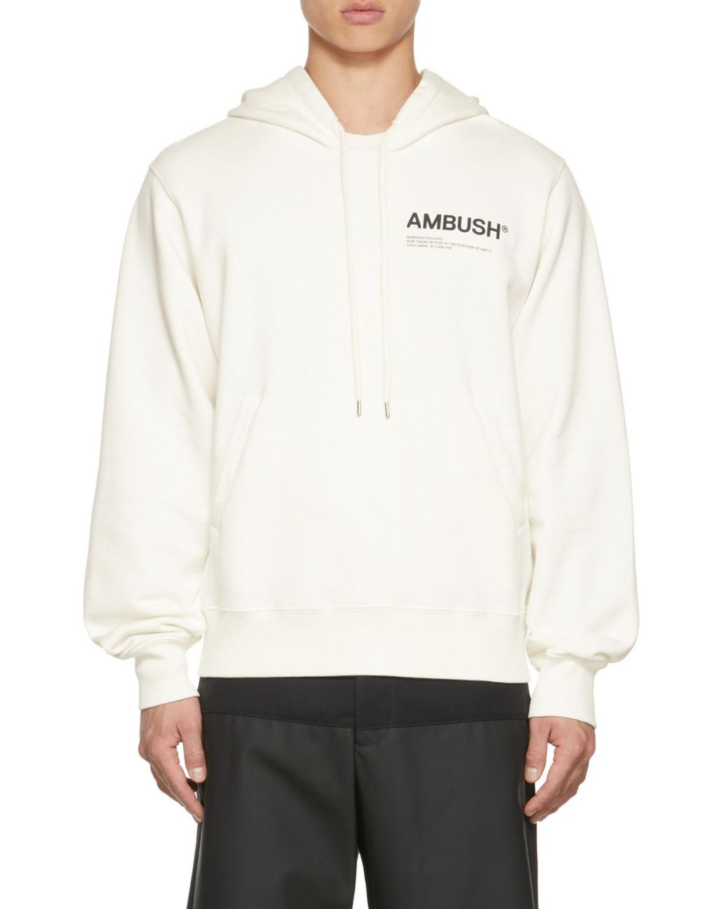 Ambush White Fleece Workshop Hoodie Tofu for men