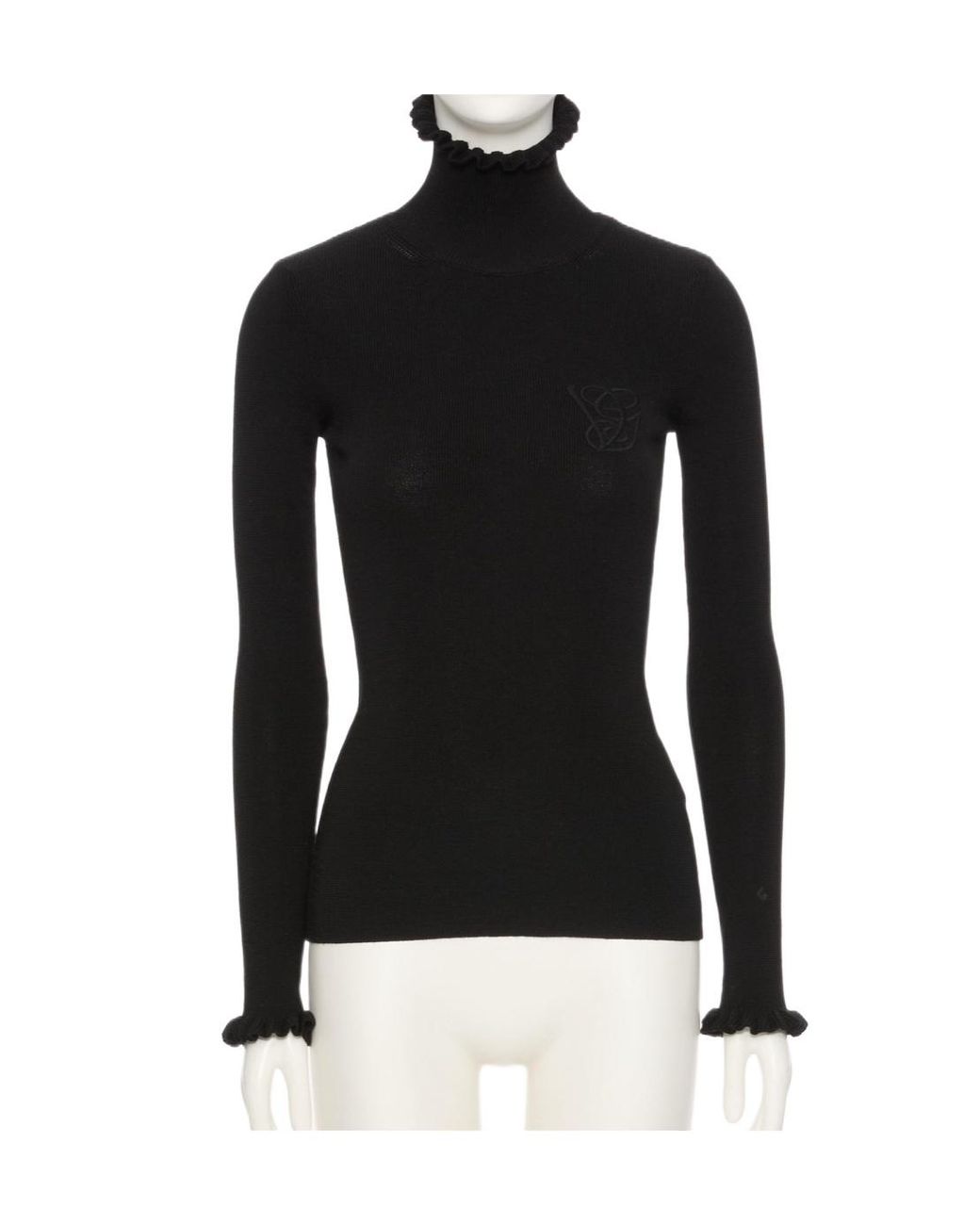 Valentino Black Logo Embroidered High Neck Jumper