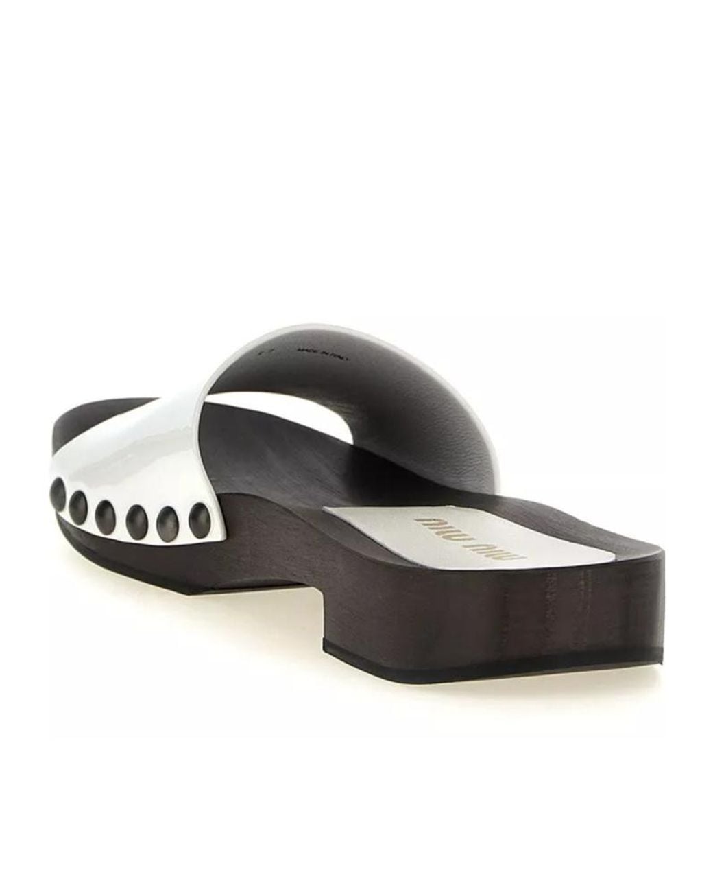Miu Miu White Patent Leather Clogs