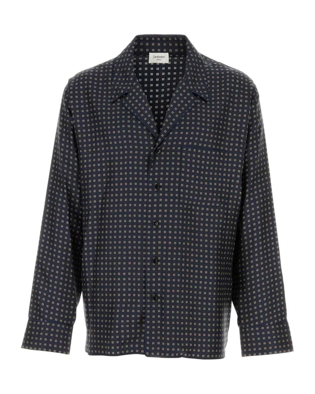 Saint Laurent Blue All-Over Patterned Button-Up Shirt for men