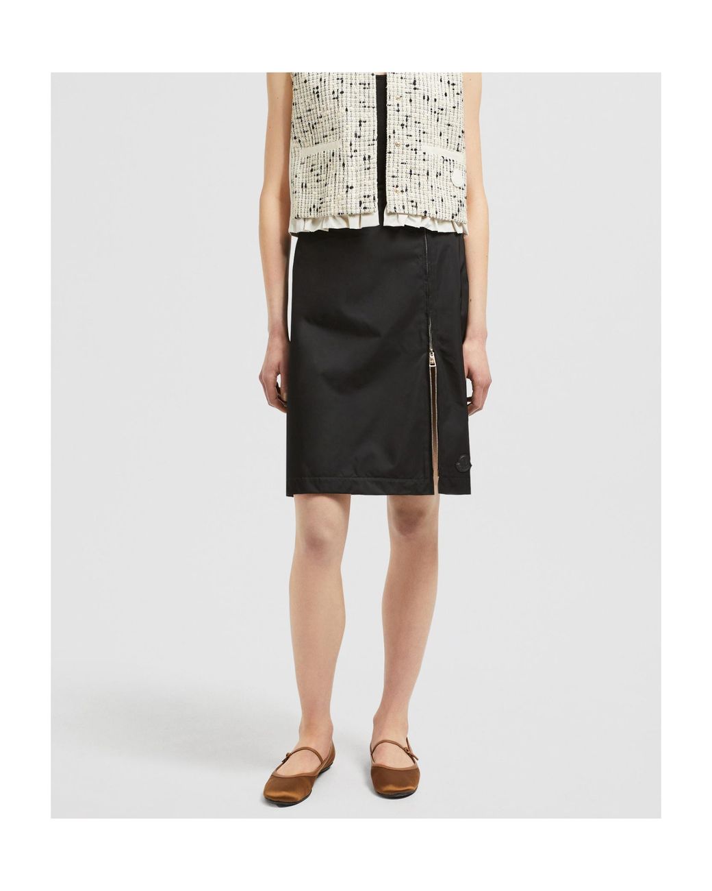 Moncler Black Zipped Midi Skirt