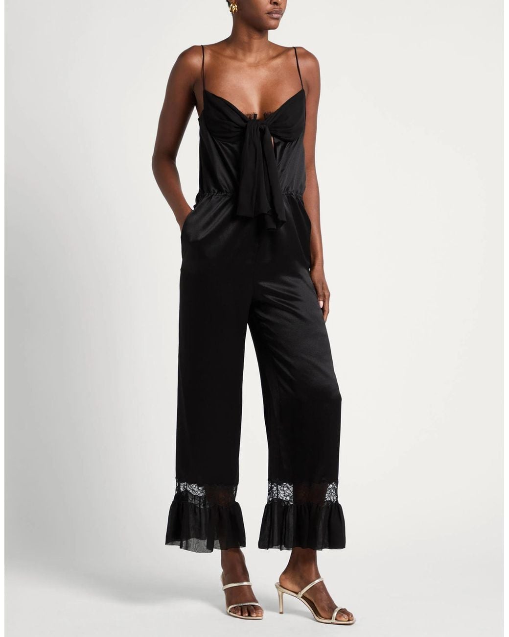Saint Laurent Black Satin Sleeveless Dress