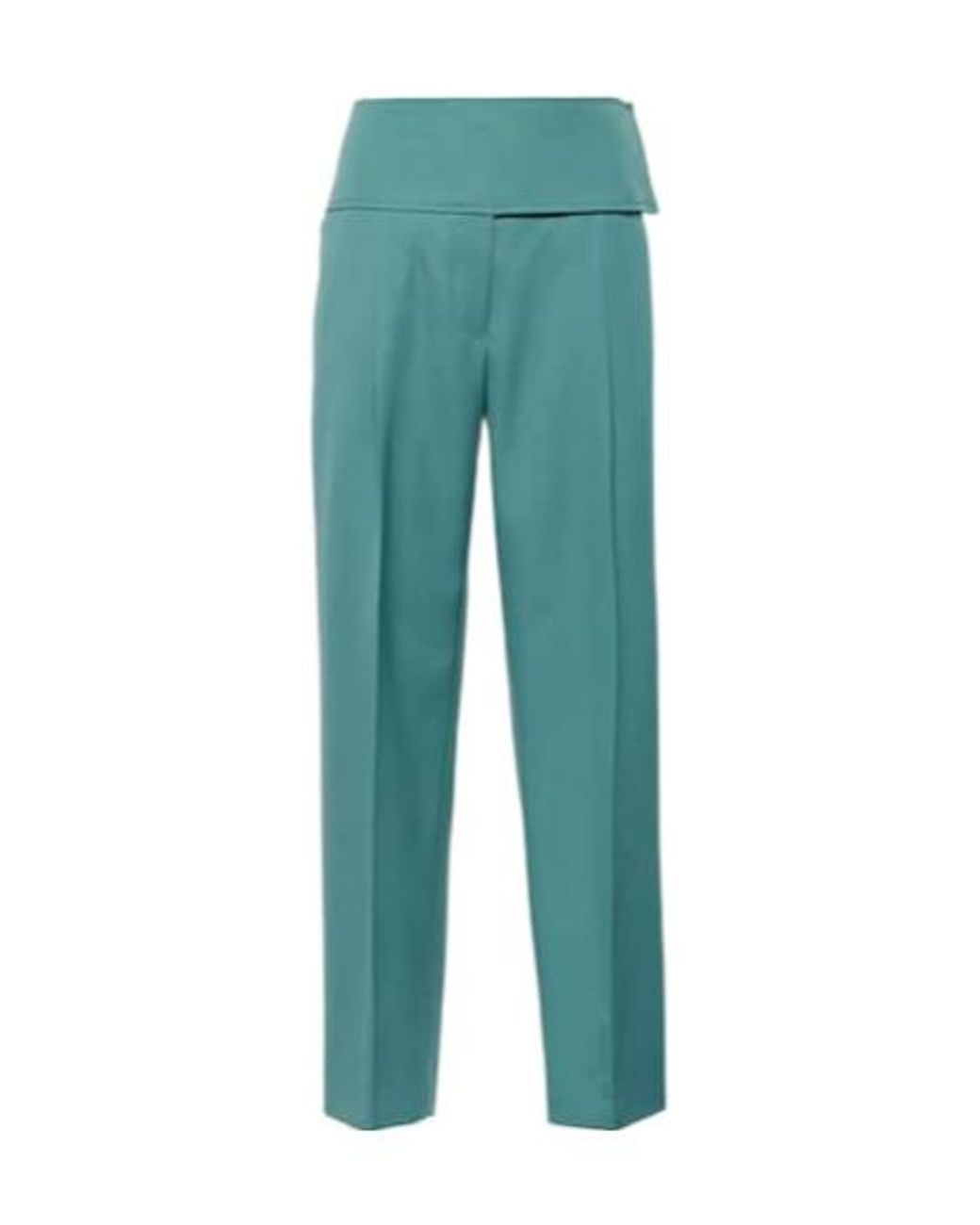 Jil Sander Green Pleated Wool Wide-Leg Pants