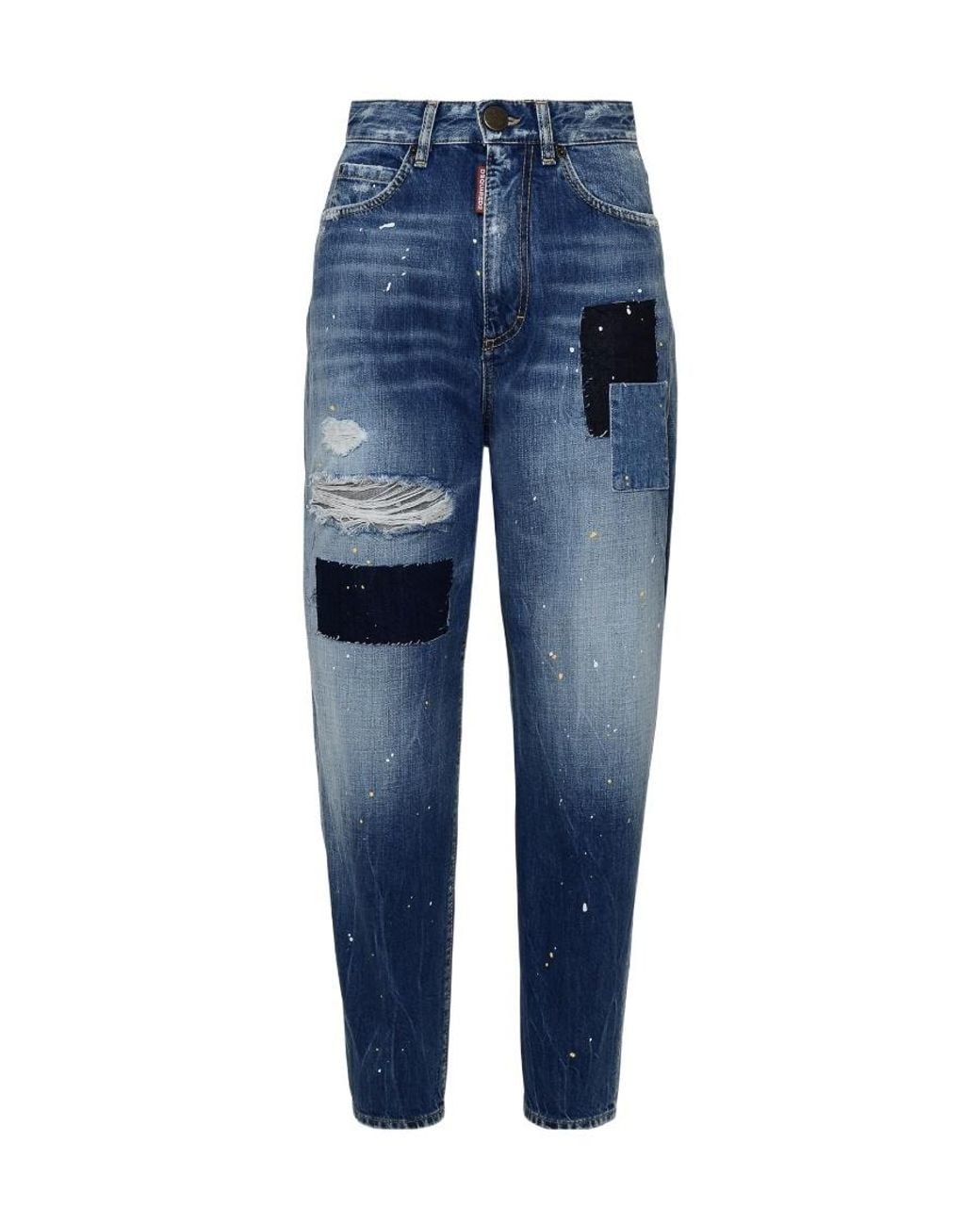 DSquared² Blue Distressed Patchwork Cropped Jeans