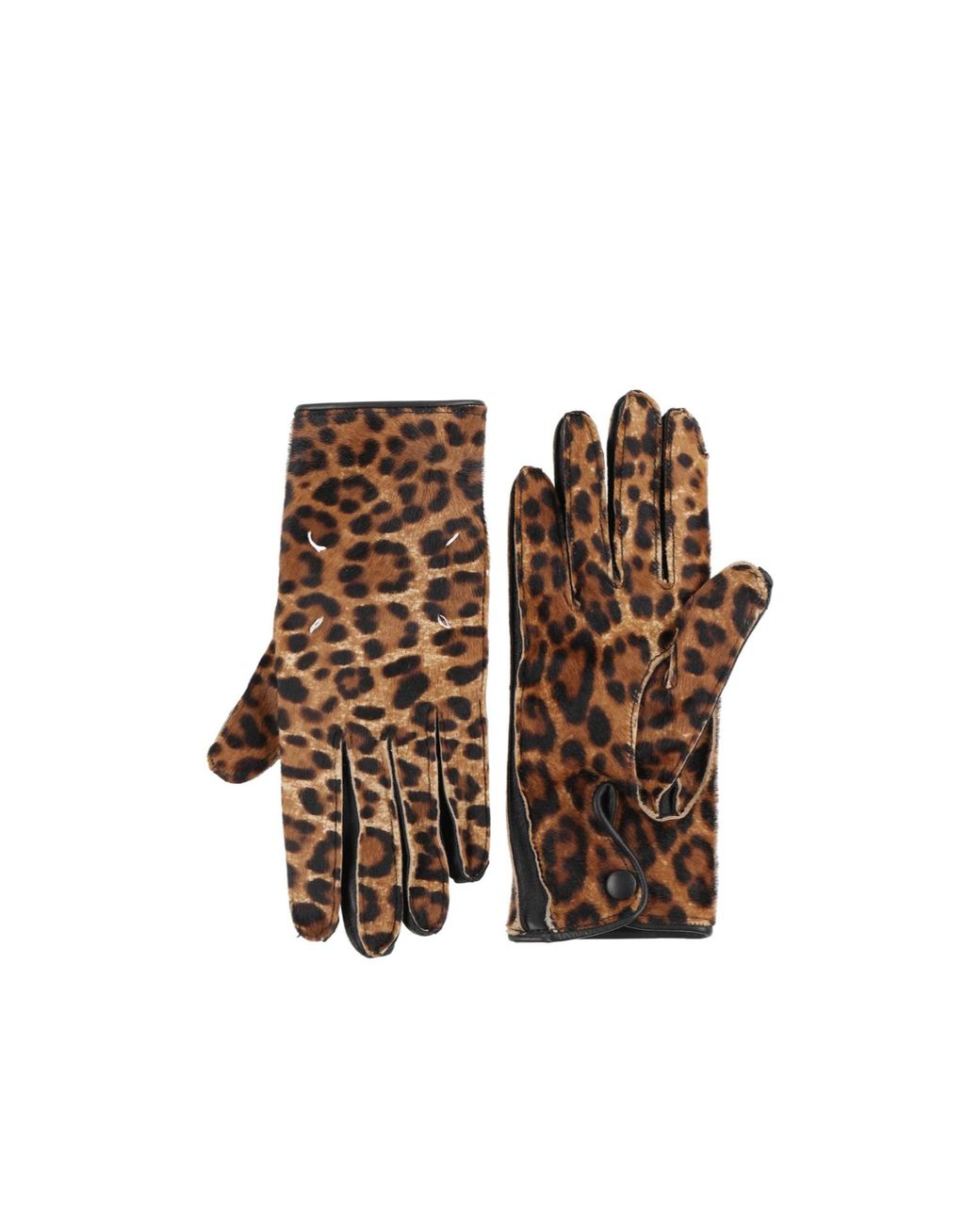Maison Margiela Brown Leopard Print Leather Gloves