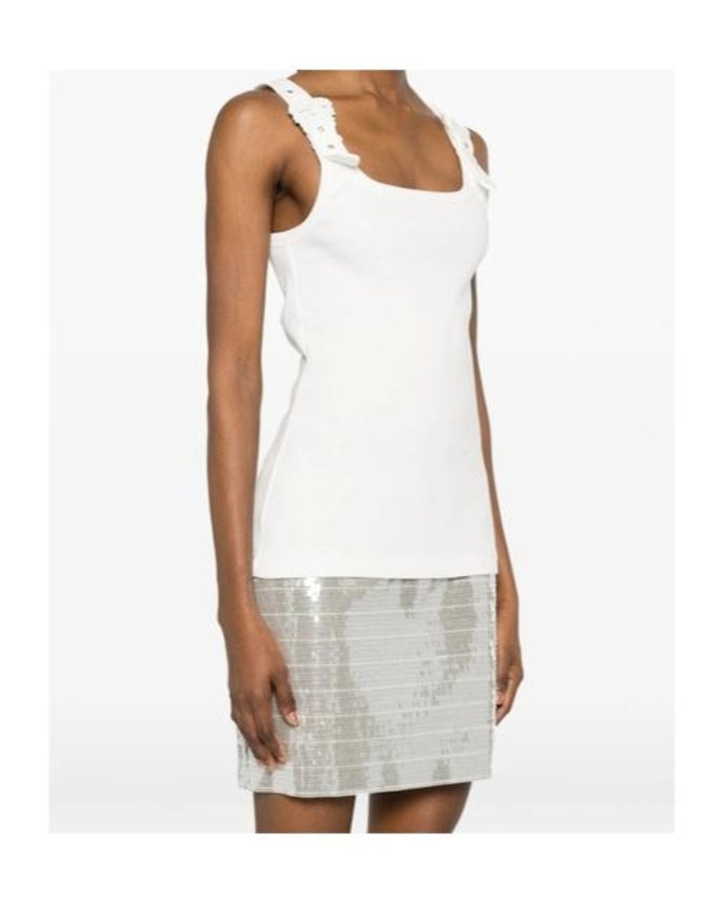 Versace White Buckle-Strap Top