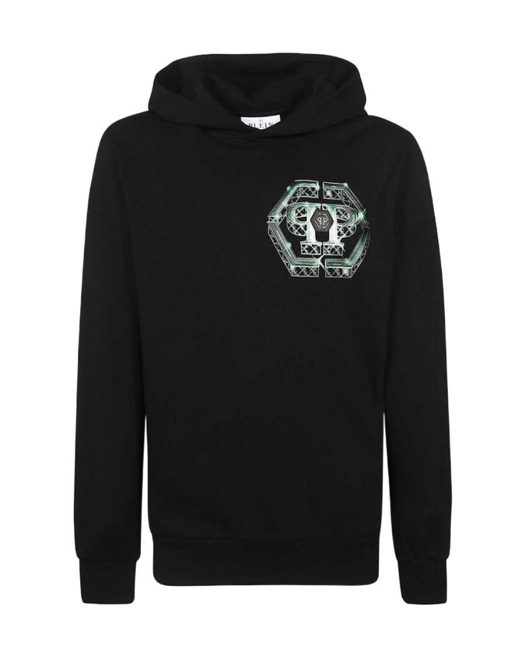 Philipp Plein Black Godzilla Monsters Print Long Sleeved Hoodie for men