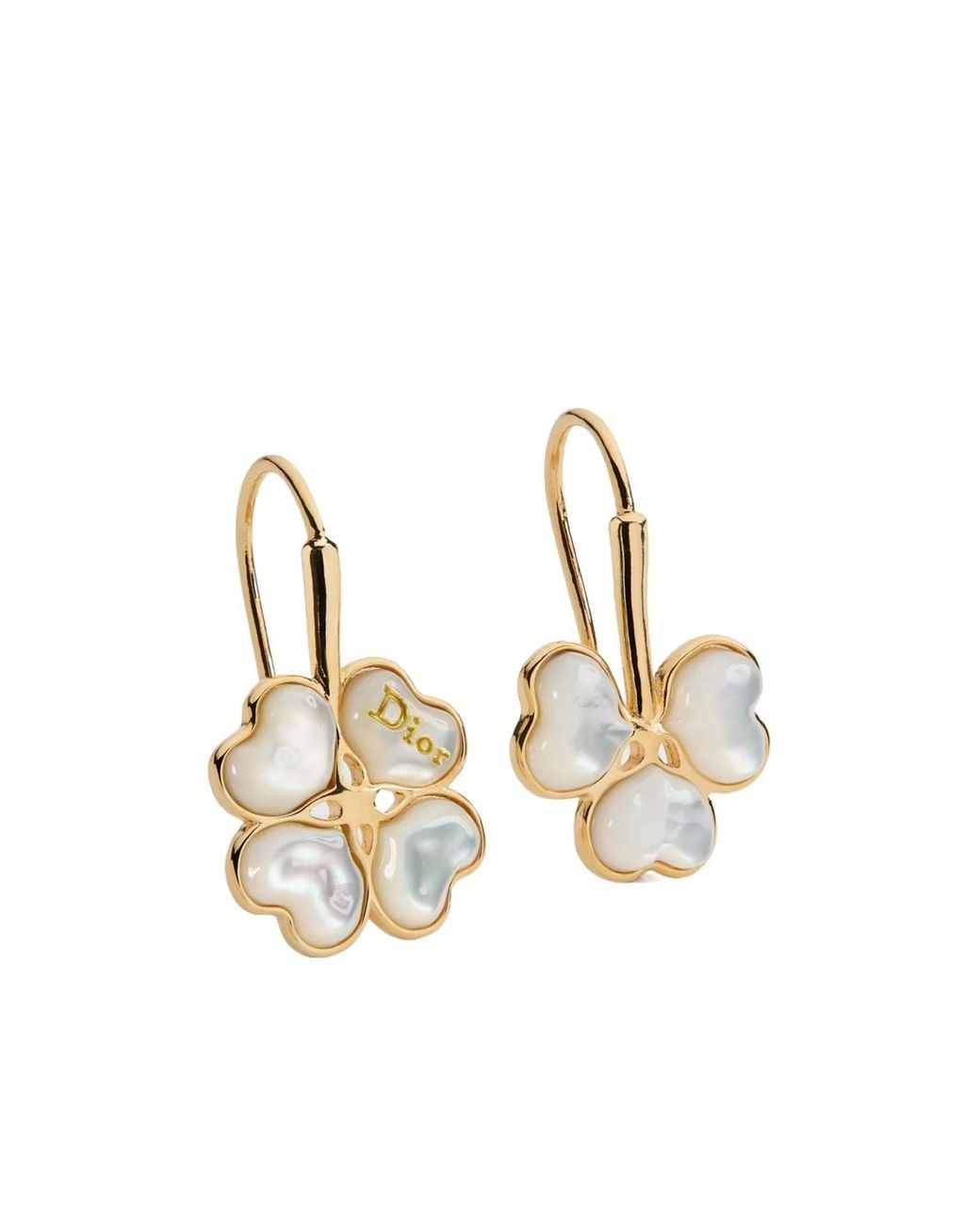 Dior Metallic Sparkling Clover Earrings