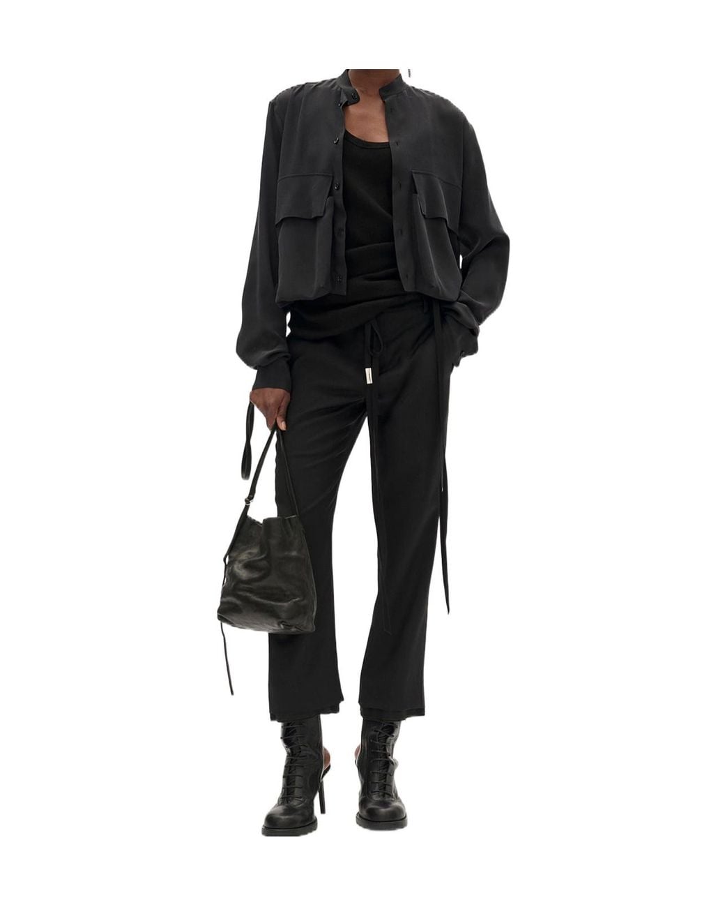 Ann Demeulemeester Black Straight-Leg Pants