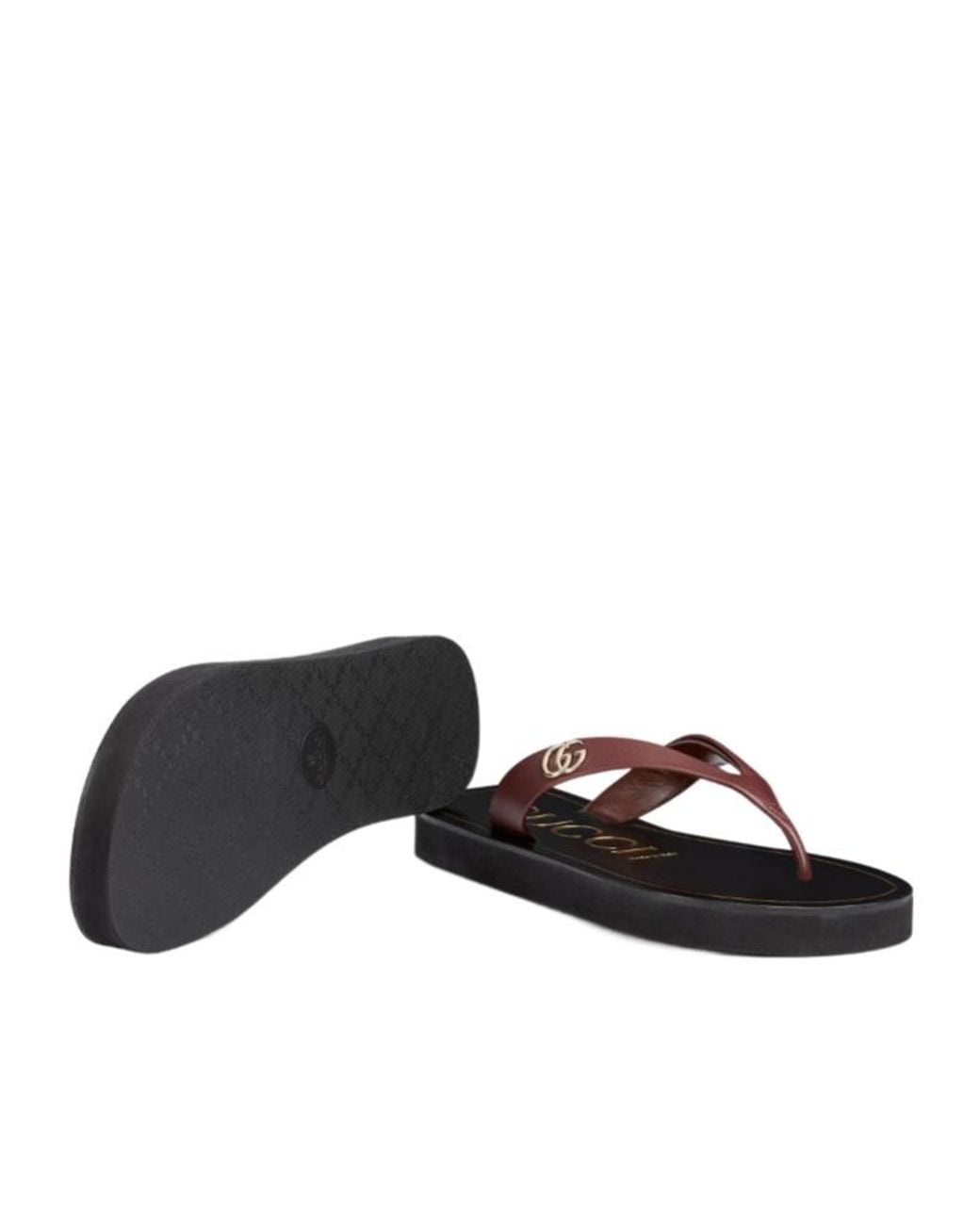Gucci Brown Thong Sandal With Double G