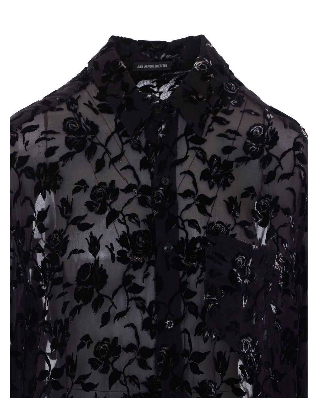 Ann Demeulemeester Black Sheer Floral Jacquard Shirt