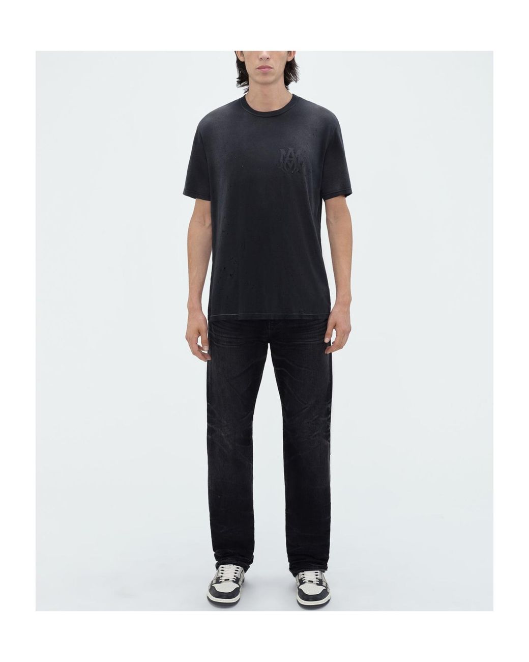 Amiri Black Logo Printed Crewneck T-Shirt for men