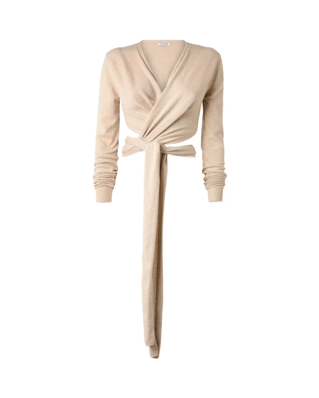 Alaïa Natural Alaïa Long Sleeve Decorative Tie Top