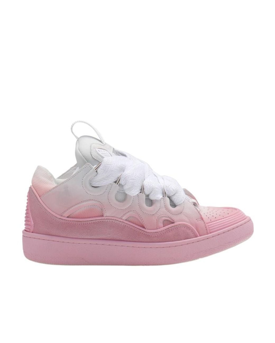 Lanvin Pink Curb Lace-Up Panelled Sneakers