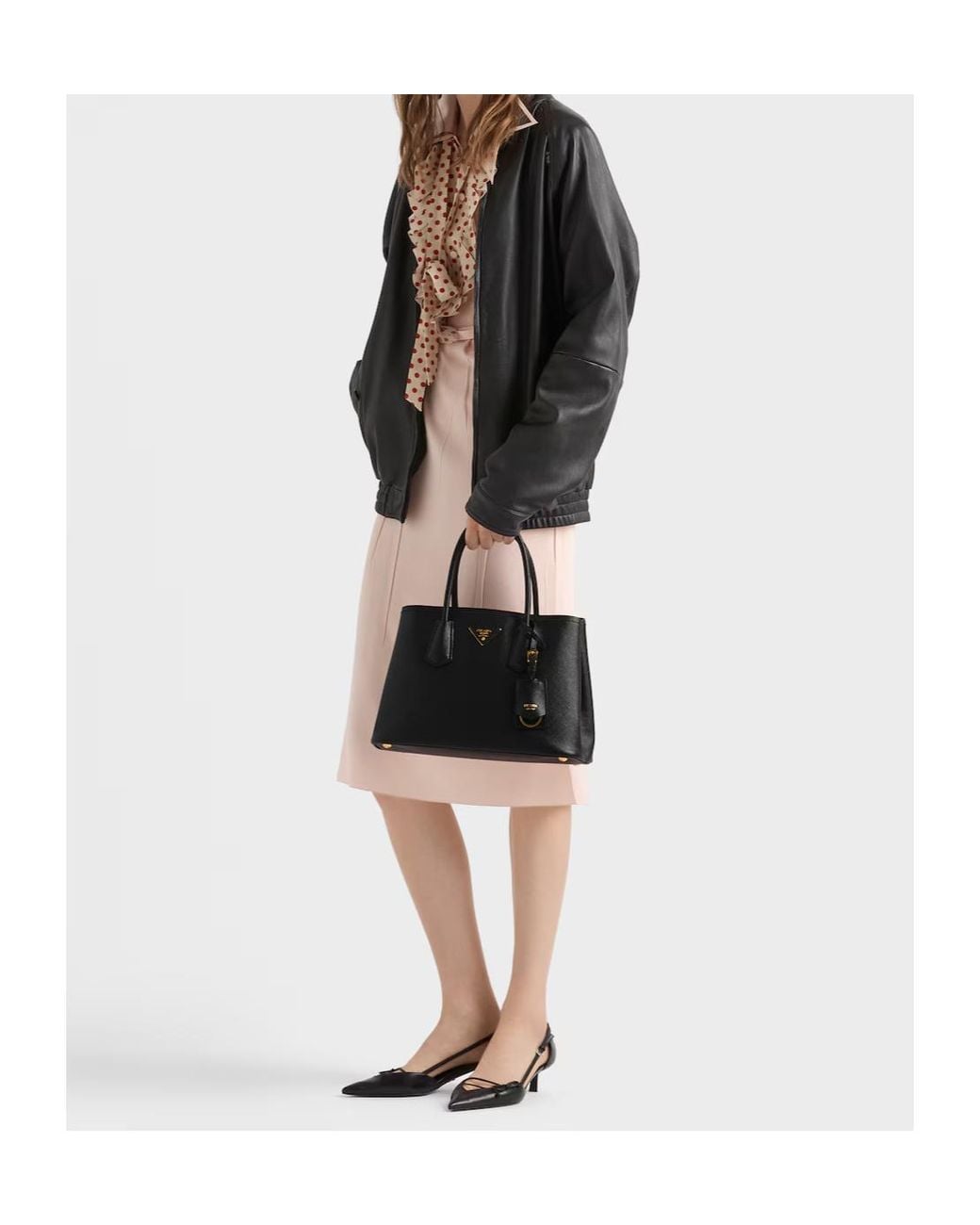Prada Black Double Medium Saffiano Leather Bag