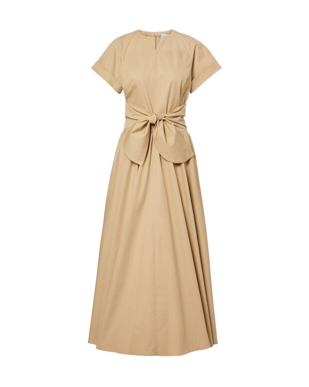 Patou Natural Gathered Cotton Midi Dress