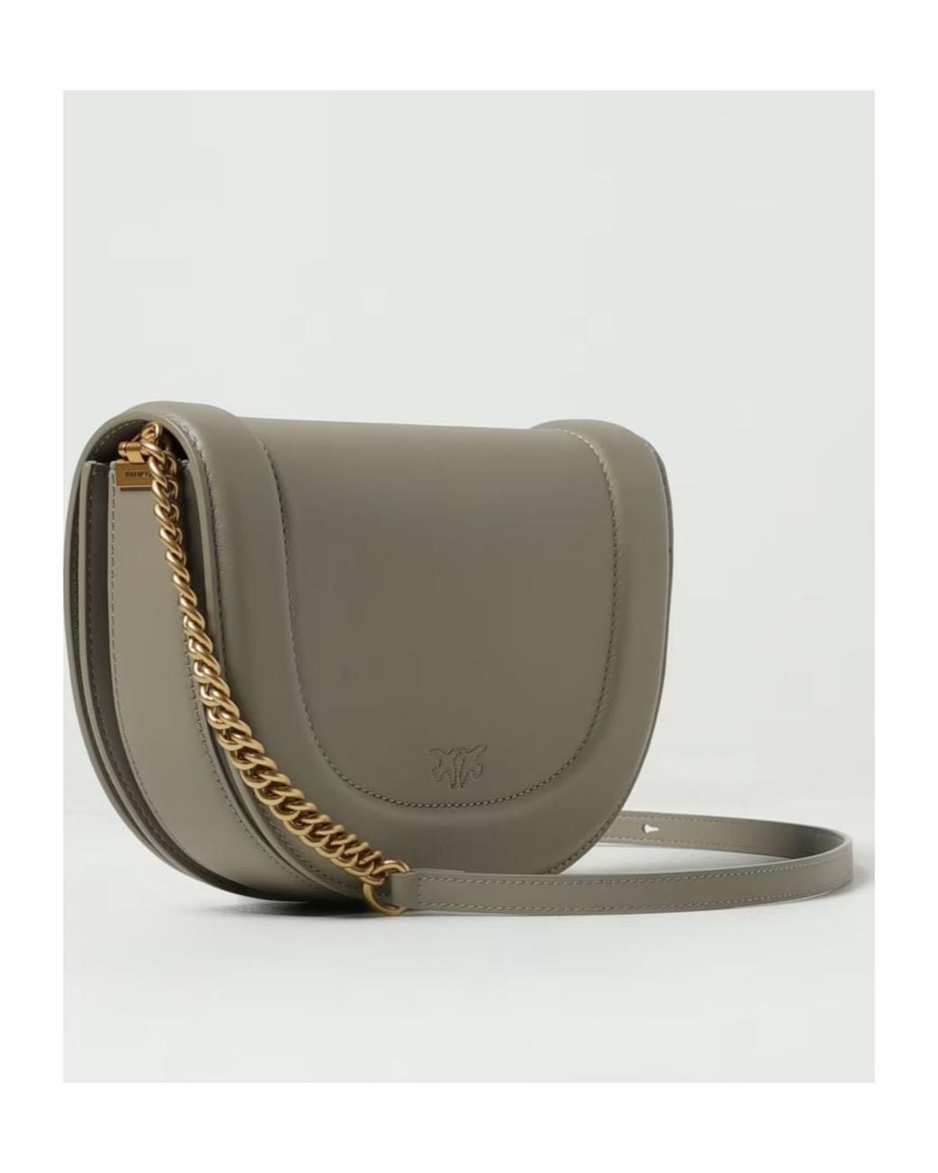 Pinko Gray Love Birds Logo Shoulder Bag