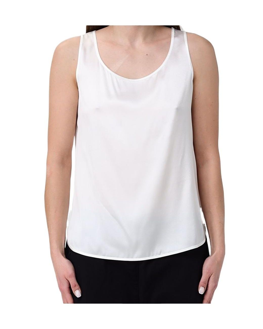Max Mara White Round Neck Sleeveless Vest