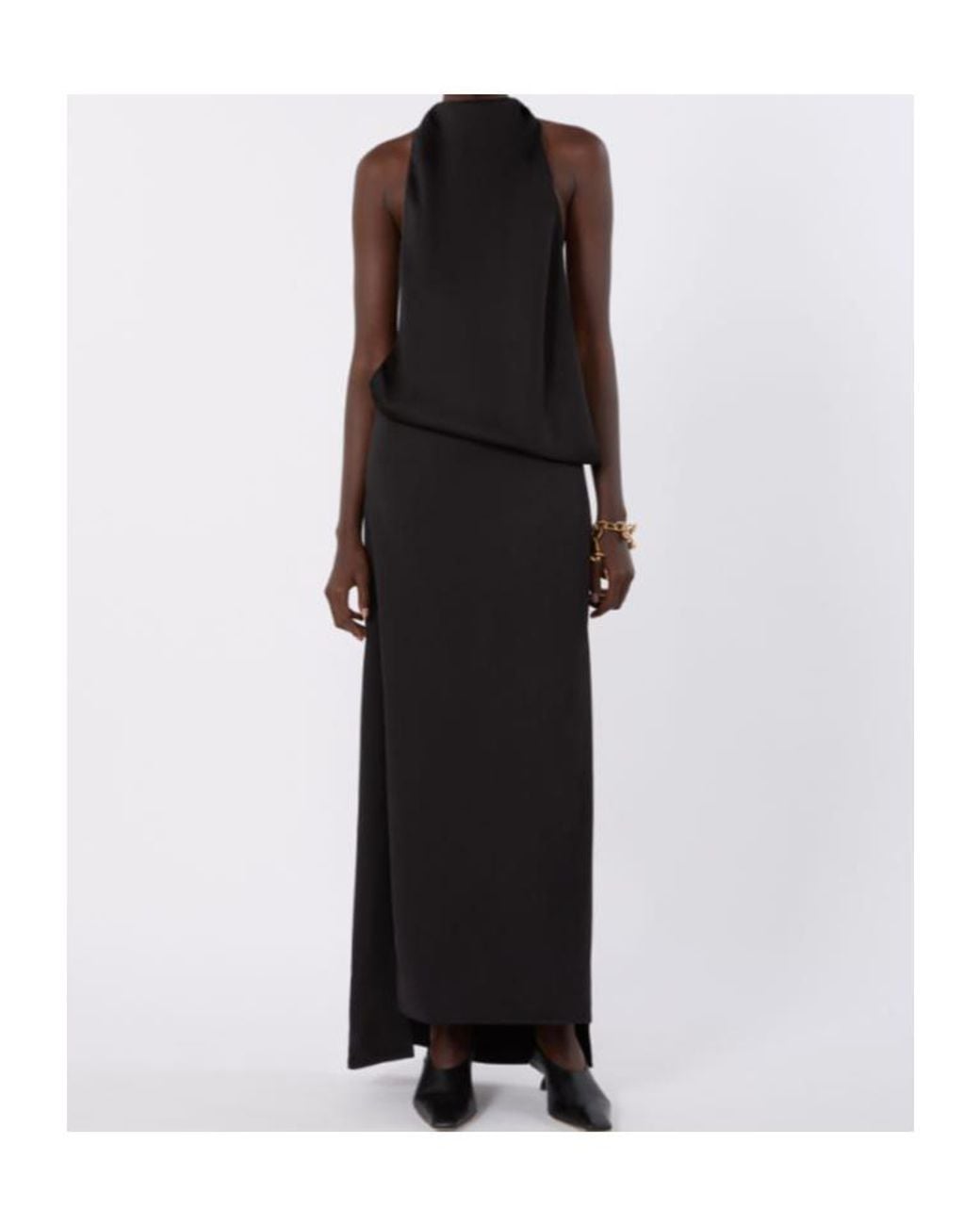 Sportmax Black Sleeveless Draped Maxi Dress