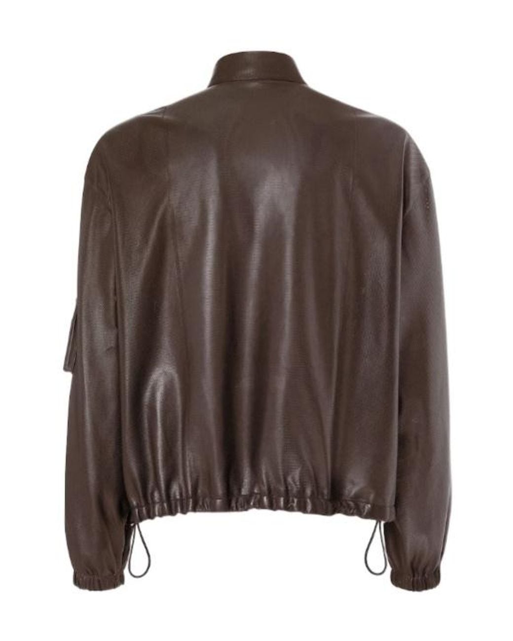 Fendi Brown Zip-Up Leather Jacket for men