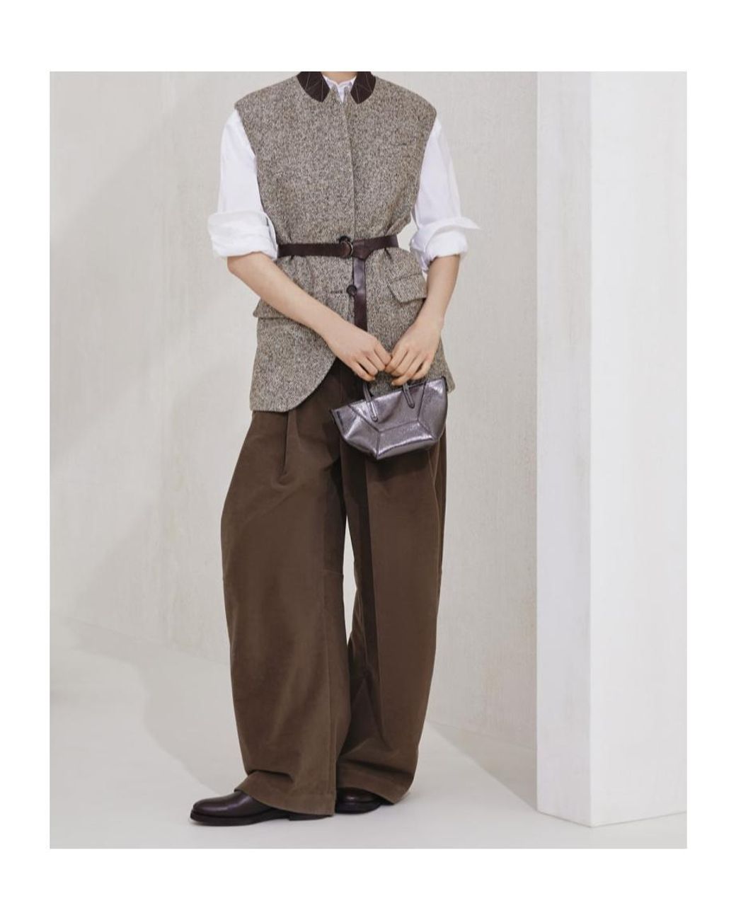 Brunello Cucinelli Brown Monili Detailed Straight Leg Trousers
