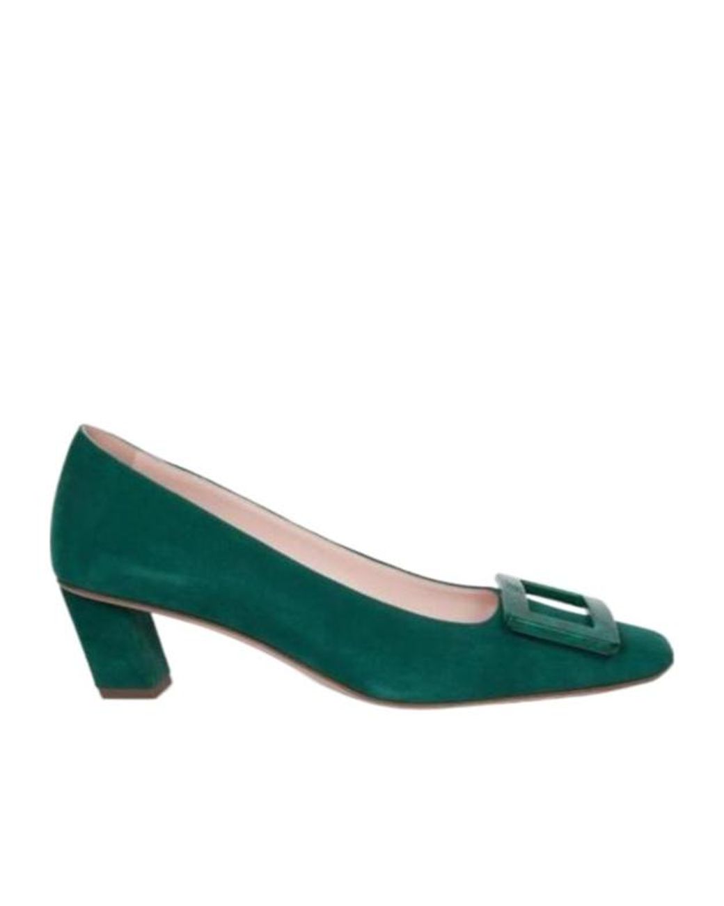 Roger Vivier Green Square Buckle High Heels