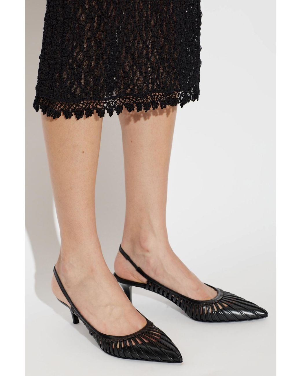 Isabel Marant Black Pionee Woven Slingback Heeled Pumps