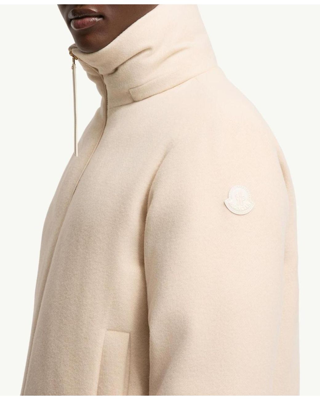 Moncler Natural Vivante Hooded Wool Cashmere Short Down Jacket