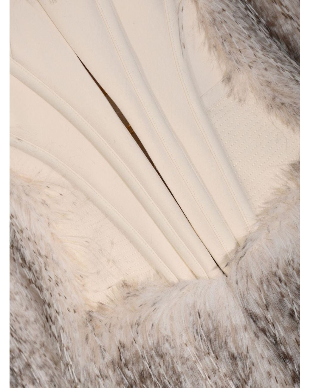 Elisabetta Franchi Natural Panelled Long Coat