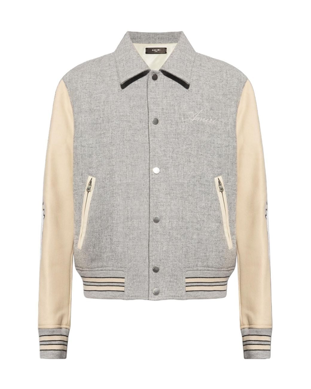 Amiri Gray Logo Embroidered Bones Jacket for men