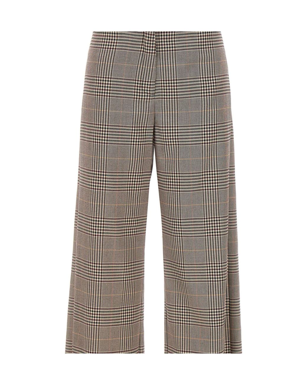 Marella Gray Canapa Checked Wide-Leg Pants