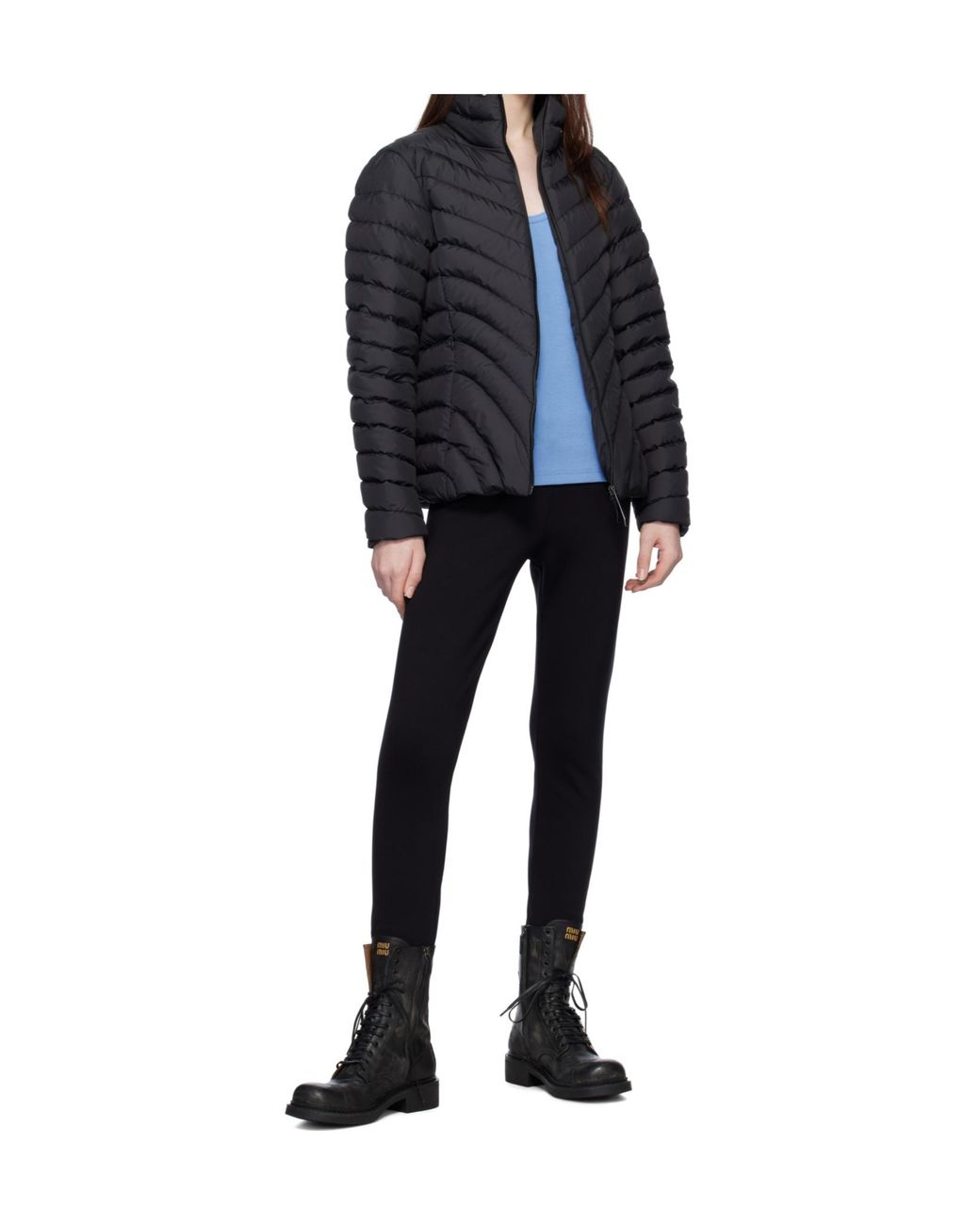 Moncler Black Grange Diagonal-Quilted Short Down Jacket