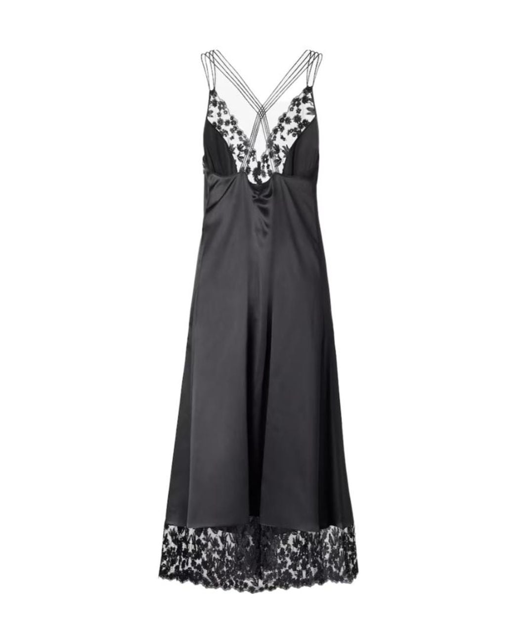 Fendi Black Lace Detailed V-Neck Midi Dress