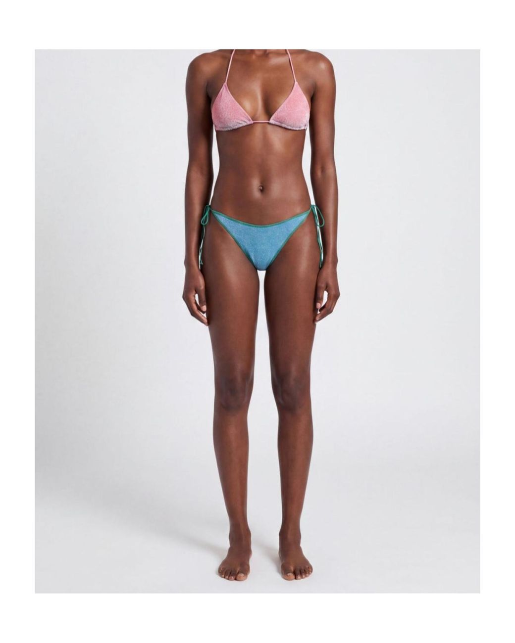 Oseree White Oséree Two-Toned Glitter Lumiere Bikini