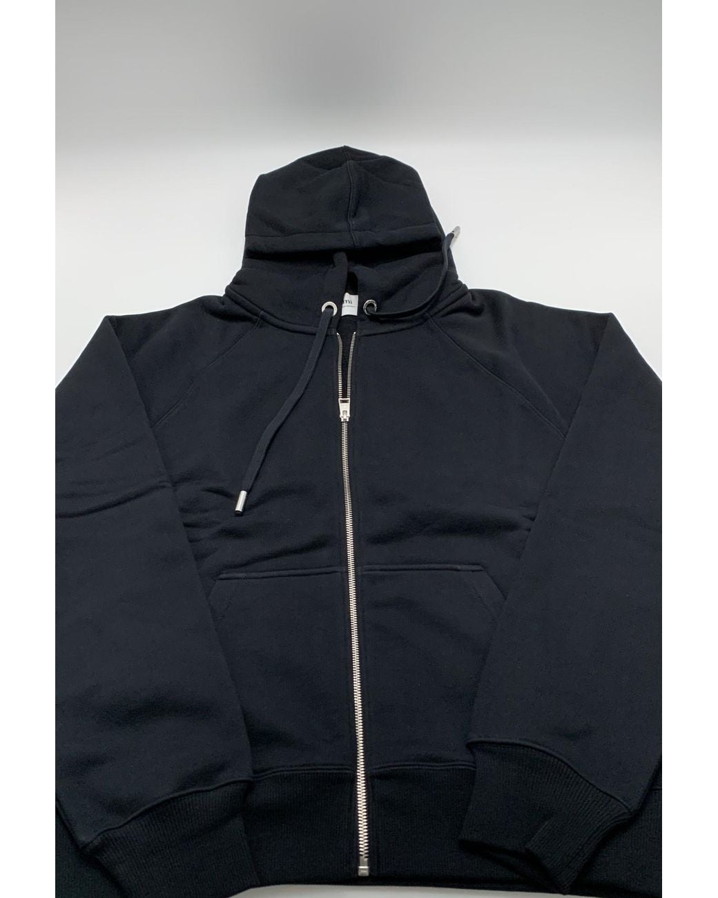 AMI Black Ami De Coeur Logo Embroidered Zip-Up Hoodie for men
