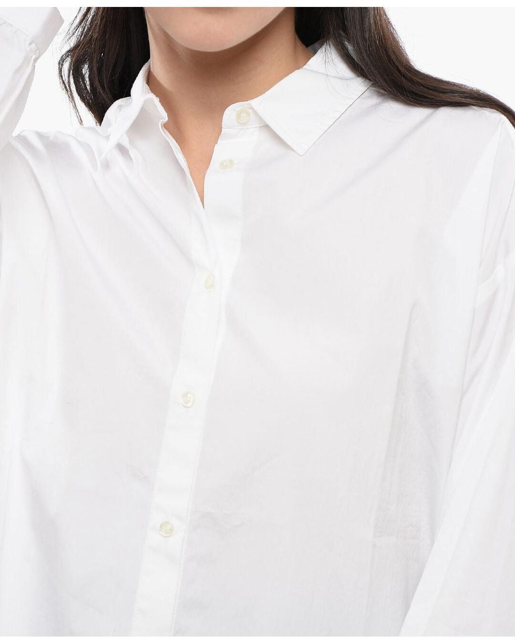 Woolrich White Drawstring-Hem Blouse