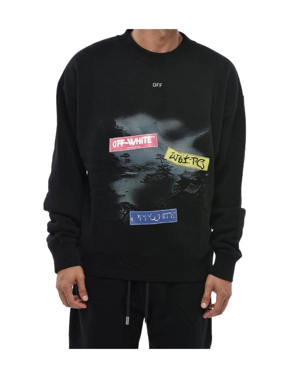 Off-White c/o Virgil Abloh Black Type Sticker Skate Sweatshirt for men