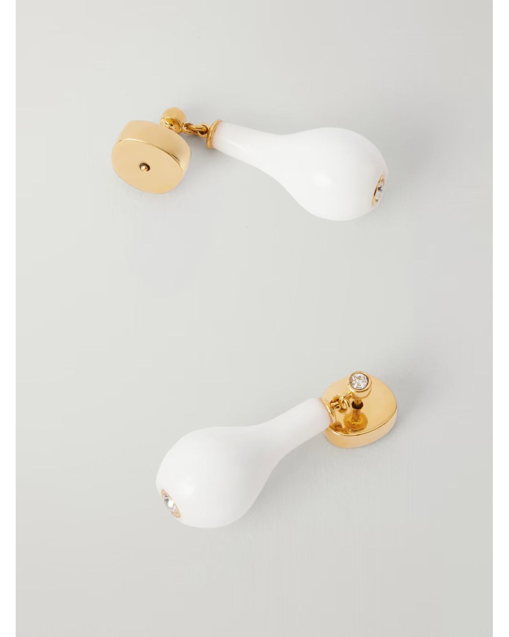 Totême White Drop-Pendant Earrings